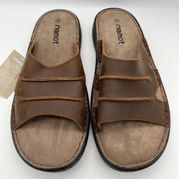 NEW Riemot Men’s Brown Leather Arch Support Comfort Slide Sandals EU 42 US 9 - Picture 2 of 10